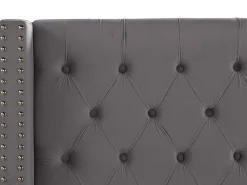 Best Welur LUBBON 180 x 200 cm Szary Łóżka Tapicerowane|Łóżka Podwójne