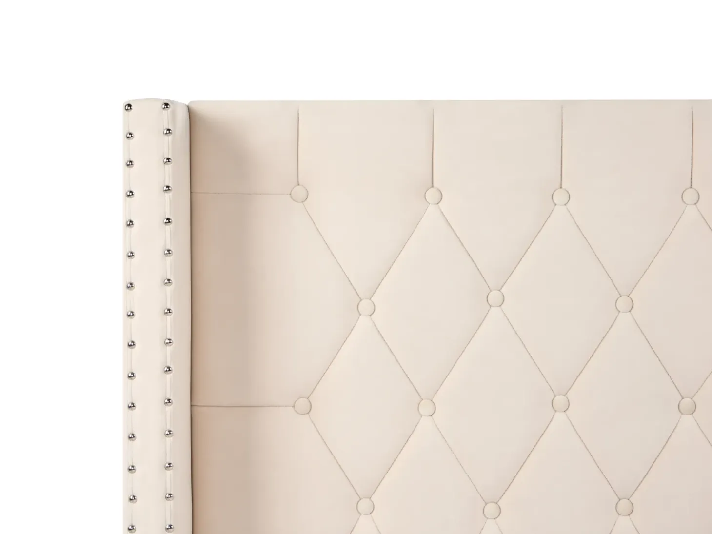 Discount Łóżko Welur LUBBON 180 x 200 cm Złamana biel Łóżka Tapicerowane|Łóżka Podwójne