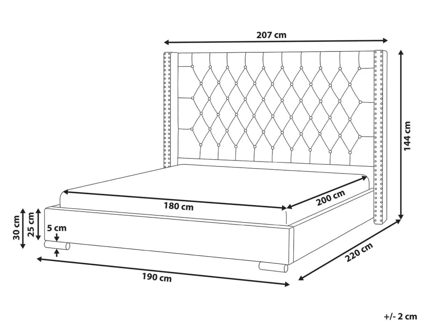Discount Łóżko Welur LUBBON 180 x 200 cm Złamana biel Łóżka Tapicerowane|Łóżka Podwójne