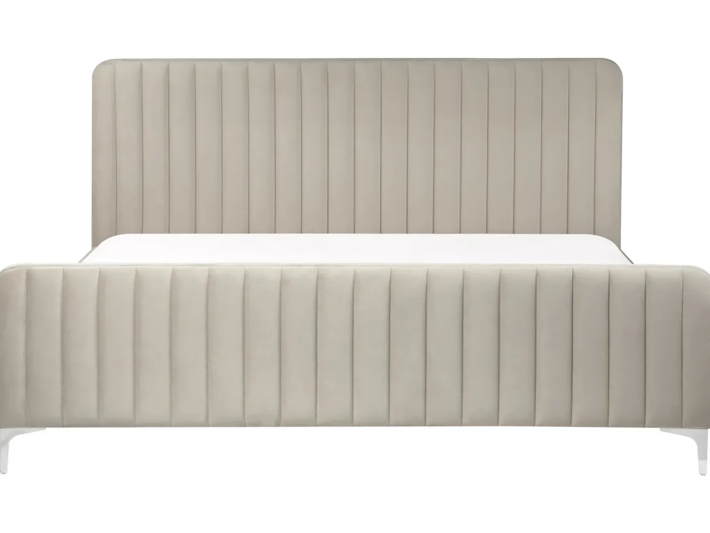 Discount Welur LUNAN 180 x 200 cm Beżowo Łóżka Tapicerowane|Łóżka Podwójne