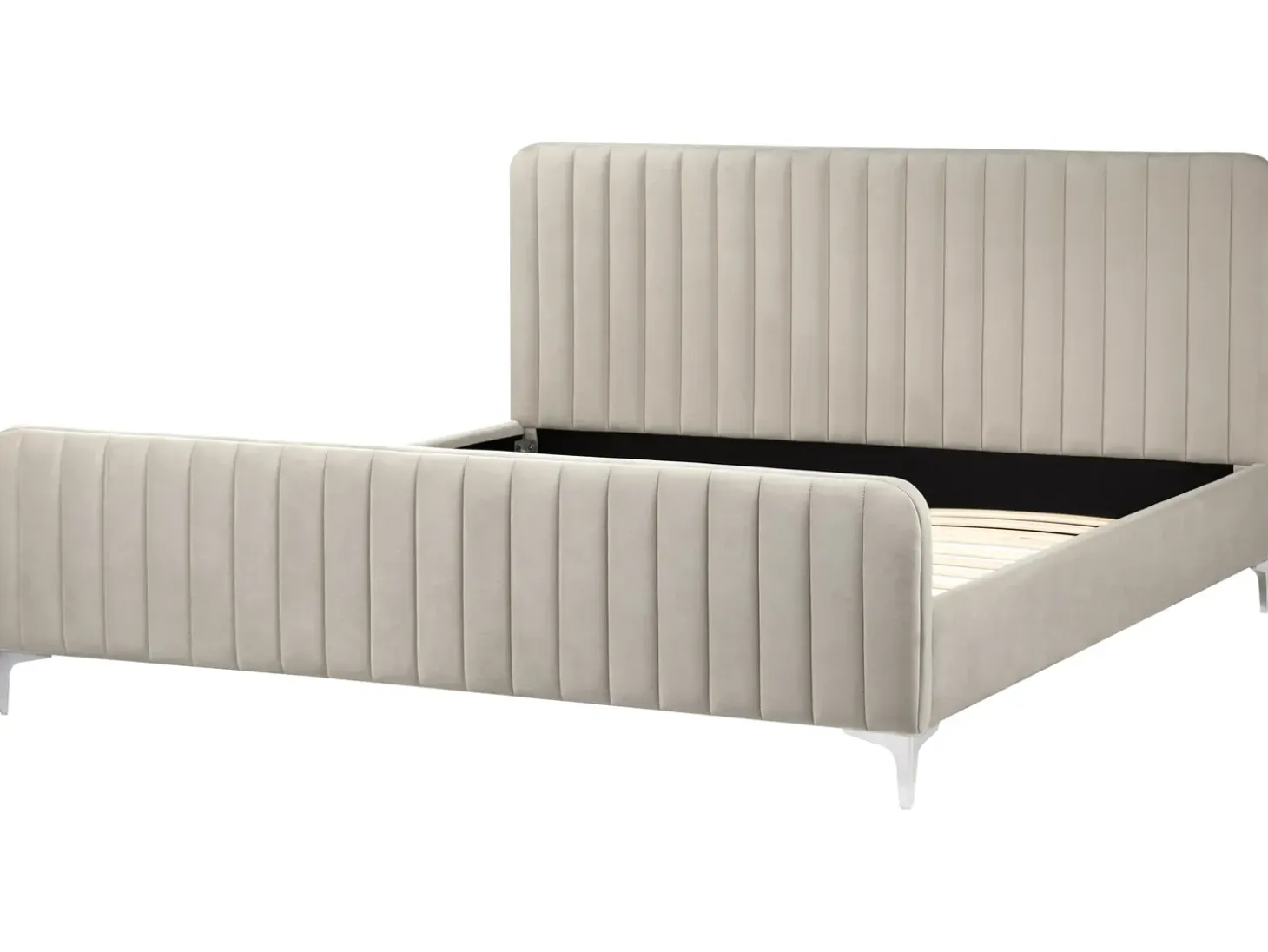 Discount Welur LUNAN 180 x 200 cm Beżowo Łóżka Tapicerowane|Łóżka Podwójne