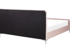 Welur LUNAN 180 x 200 cm Pastelowy róż Łóżka Tapicerowane|Łóżka Podwójne