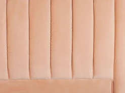Outlet Łóżko Welur MARVILLE 180 x 200 cm Brzoskwiniowy Łóżka Tapicerowane|Łóżka Podwójne
