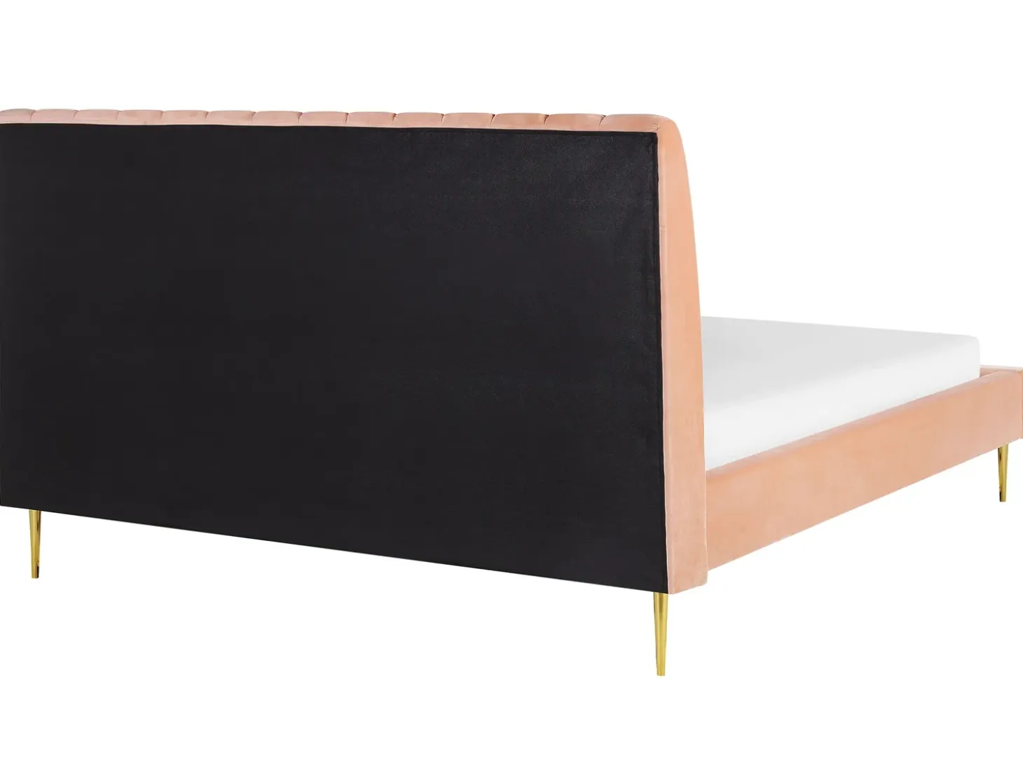 Outlet Łóżko Welur MARVILLE 180 x 200 cm Brzoskwiniowy Łóżka Tapicerowane|Łóżka Podwójne