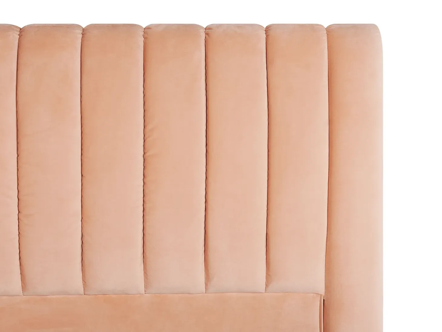 Outlet Łóżko Welur MARVILLE 180 x 200 cm Brzoskwiniowy Łóżka Tapicerowane|Łóżka Podwójne
