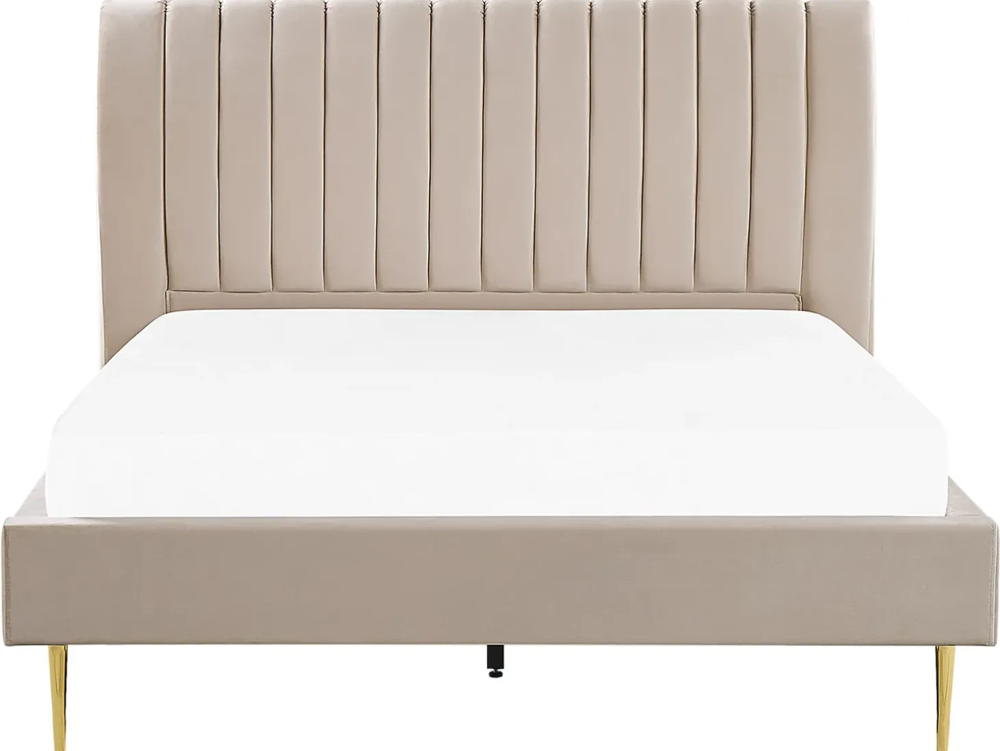 Discount Łóżko Welur MARVILLE 180 x 200 cm Piaskowy Łóżka Tapicerowane|Łóżka Podwójne