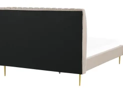 Discount Łóżko Welur MARVILLE 180 x 200 cm Piaskowy Łóżka Tapicerowane|Łóżka Podwójne