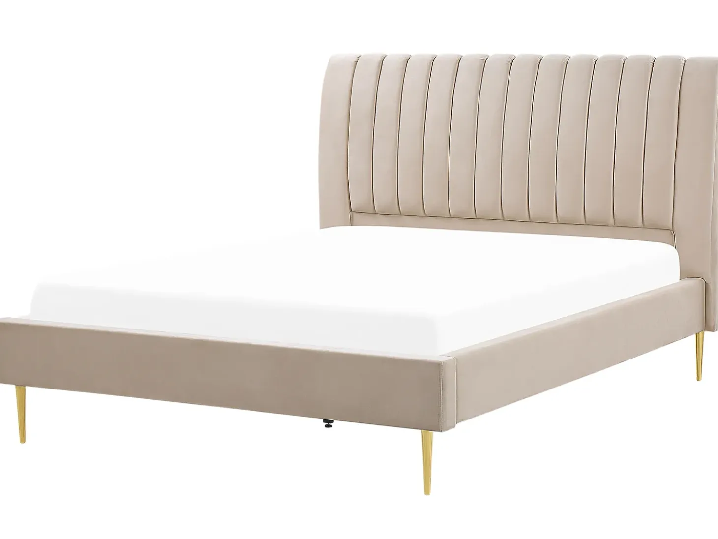 Discount Łóżko Welur MARVILLE 180 x 200 cm Piaskowy Łóżka Tapicerowane|Łóżka Podwójne