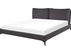 Outlet Łóżko Welur MELLE 180 x 200 cm Ciemnoszary Łóżka Tapicerowane|Łóżka Podwójne