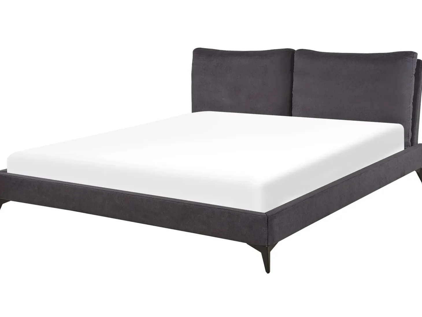 Outlet Łóżko Welur MELLE 180 x 200 cm Ciemnoszary Łóżka Tapicerowane|Łóżka Podwójne