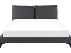 Outlet Łóżko Welur MELLE 180 x 200 cm Ciemnoszary Łóżka Tapicerowane|Łóżka Podwójne