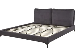 Outlet Łóżko Welur MELLE 180 x 200 cm Ciemnoszary Łóżka Tapicerowane|Łóżka Podwójne
