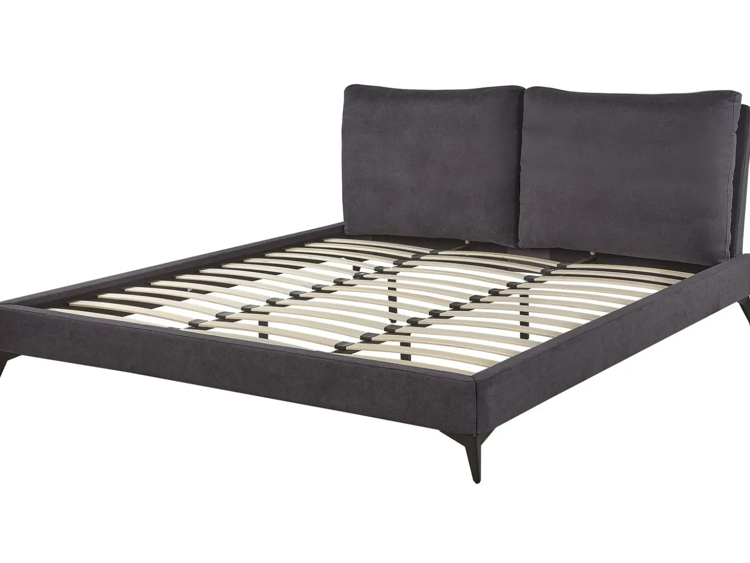 Outlet Łóżko Welur MELLE 180 x 200 cm Ciemnoszary Łóżka Tapicerowane|Łóżka Podwójne