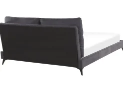 Outlet Łóżko Welur MELLE 180 x 200 cm Ciemnoszary Łóżka Tapicerowane|Łóżka Podwójne