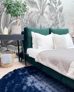 Sale Łóżko Welur MELLE 160 x 200 cm Szmaragdowy Łóżka Tapicerowane|Łóżka Podwójne