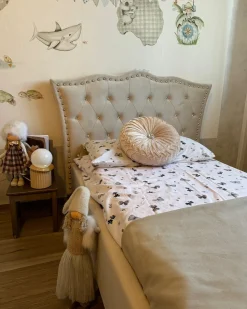 Online Welur METZ 90 x 200 cm Beżowy Dzieci Wszystkie Meble I Akcesoria Dziecięce|Łóżka Tapicerowane