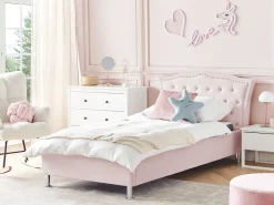 Sale Welur METZ 90 x 200 cm Pastelowy róż Dzieci Wszystkie Meble I Akcesoria Dziecięce|Łóżka Tapicerowane