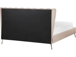 Sale Łóżko Welur MIRIBEL 160 x 200 cm Beżowoszary Łóżka Tapicerowane|Łóżka Podwójne