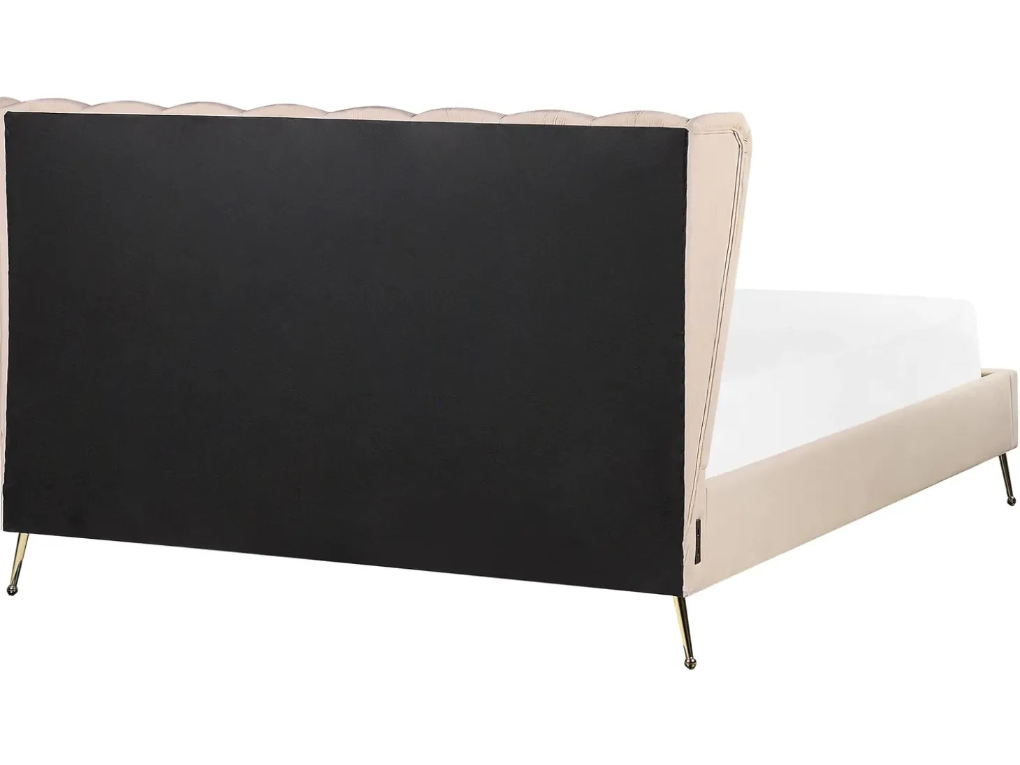 Łóżko Welur MIRIBEL 160 x 200 cm Beżowy Łóżka Tapicerowane|Łóżka Podwójne