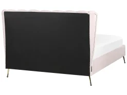 Łóżko Welur MIRIBEL 140 x 200 cm Pastelowy róż Łóżka Tapicerowane|Łóżka Podwójne