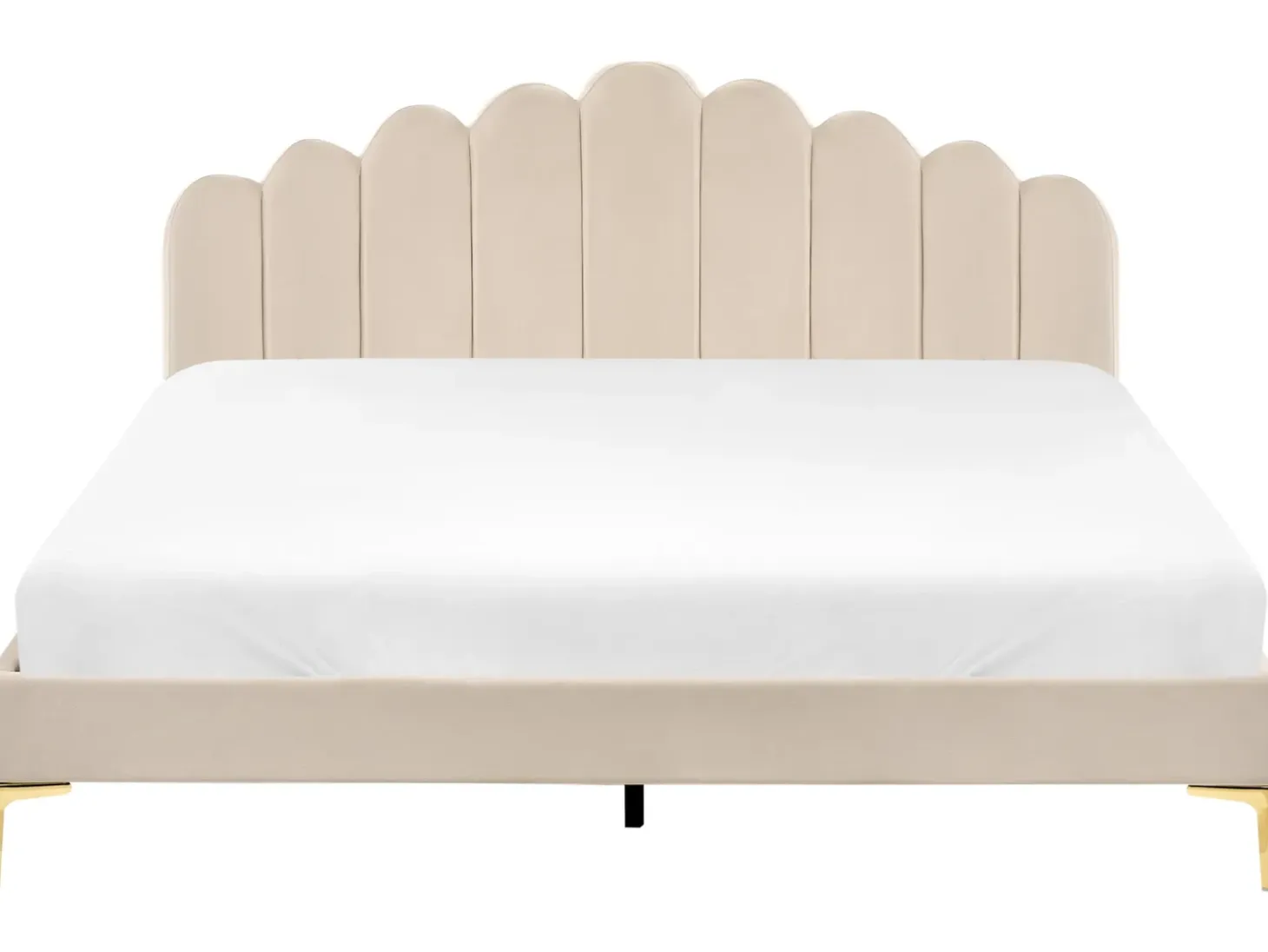 Best Łóżko Welur SAUVIAN 180 x 200 cm Beżowy Łóżka Tapicerowane|Łóżka Podwójne