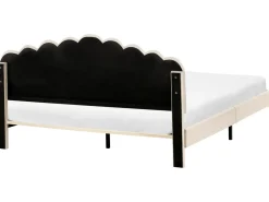 Best Łóżko Welur SAUVIAN 180 x 200 cm Beżowy Łóżka Tapicerowane|Łóżka Podwójne