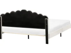 Online Łóżko Welur SAUVIAN 180 x 200 cm Złamana biel Łóżka Tapicerowane|Łóżka Podwójne