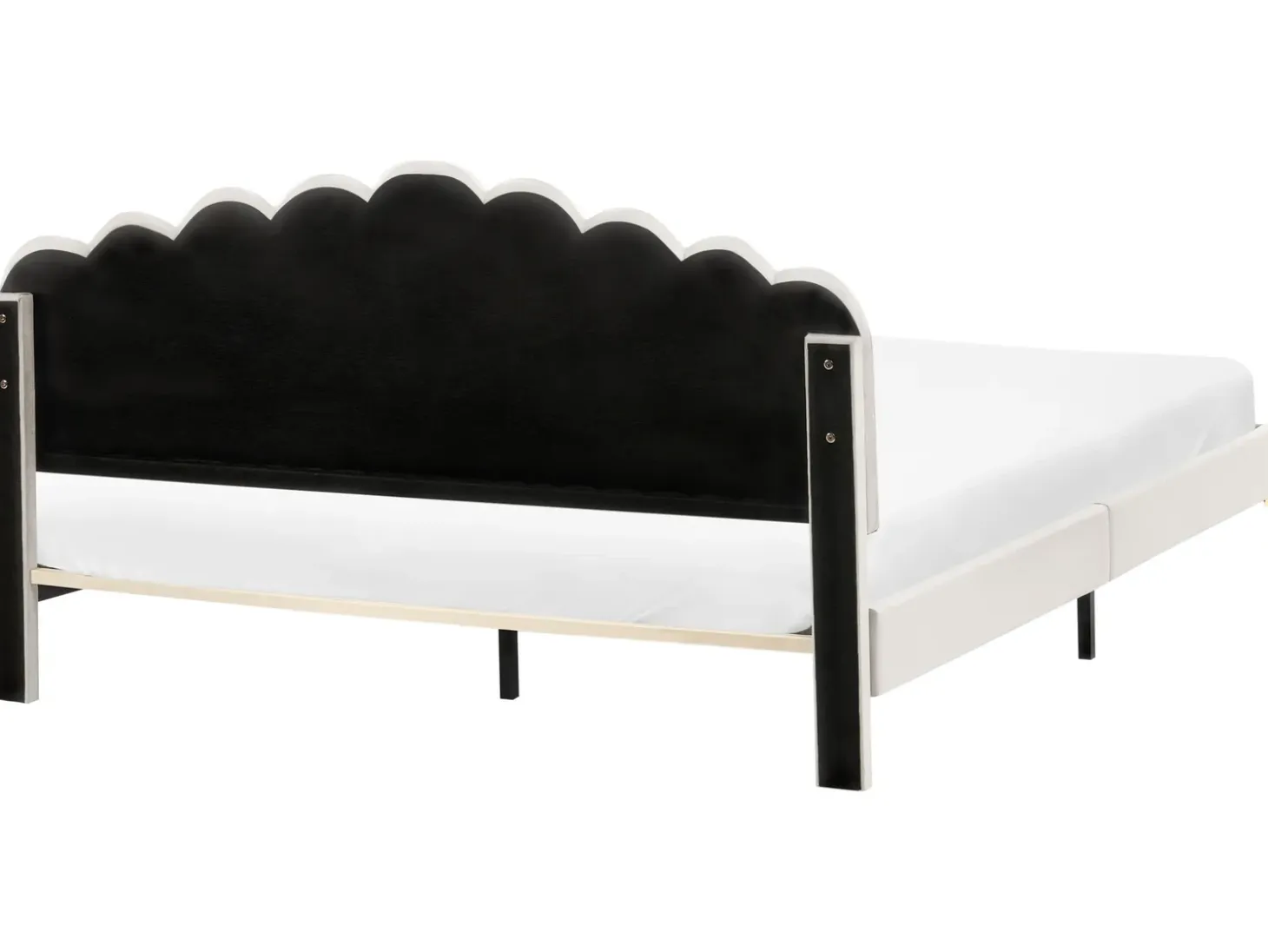 Online Łóżko Welur SAUVIAN 180 x 200 cm Złamana biel Łóżka Tapicerowane|Łóżka Podwójne