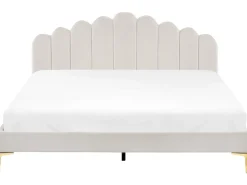 Online Łóżko Welur SAUVIAN 180 x 200 cm Złamana biel Łóżka Tapicerowane|Łóżka Podwójne