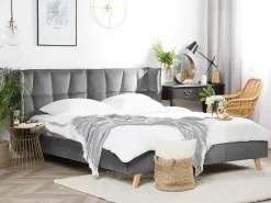 Discount Łóżko Welur SENLIS 180 x 200 cm Łóżka Tapicerowane|Łóżka Podwójne