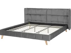 Discount Łóżko Welur SENLIS 180 x 200 cm Łóżka Tapicerowane|Łóżka Podwójne