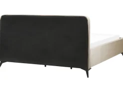 Sale Łóżko Welur VALOGNES 180 x 200 cm Beżowoszary Łóżka Tapicerowane|Łóżka Podwójne