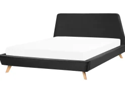 Hot Łóżko Welur VIENNE 180 x 200 cm Czarny Łóżka Tapicerowane|Łóżka Podwójne