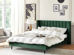 Clearance Łóżko Welur VILLETTE 180 x 200 cm Ciemnozielony Łóżka Tapicerowane|Łóżka Podwójne