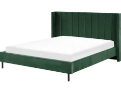 Clearance Łóżko Welur VILLETTE 180 x 200 cm Ciemnozielony Łóżka Tapicerowane|Łóżka Podwójne