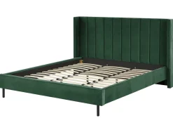 Clearance Łóżko Welur VILLETTE 180 x 200 cm Ciemnozielony Łóżka Tapicerowane|Łóżka Podwójne