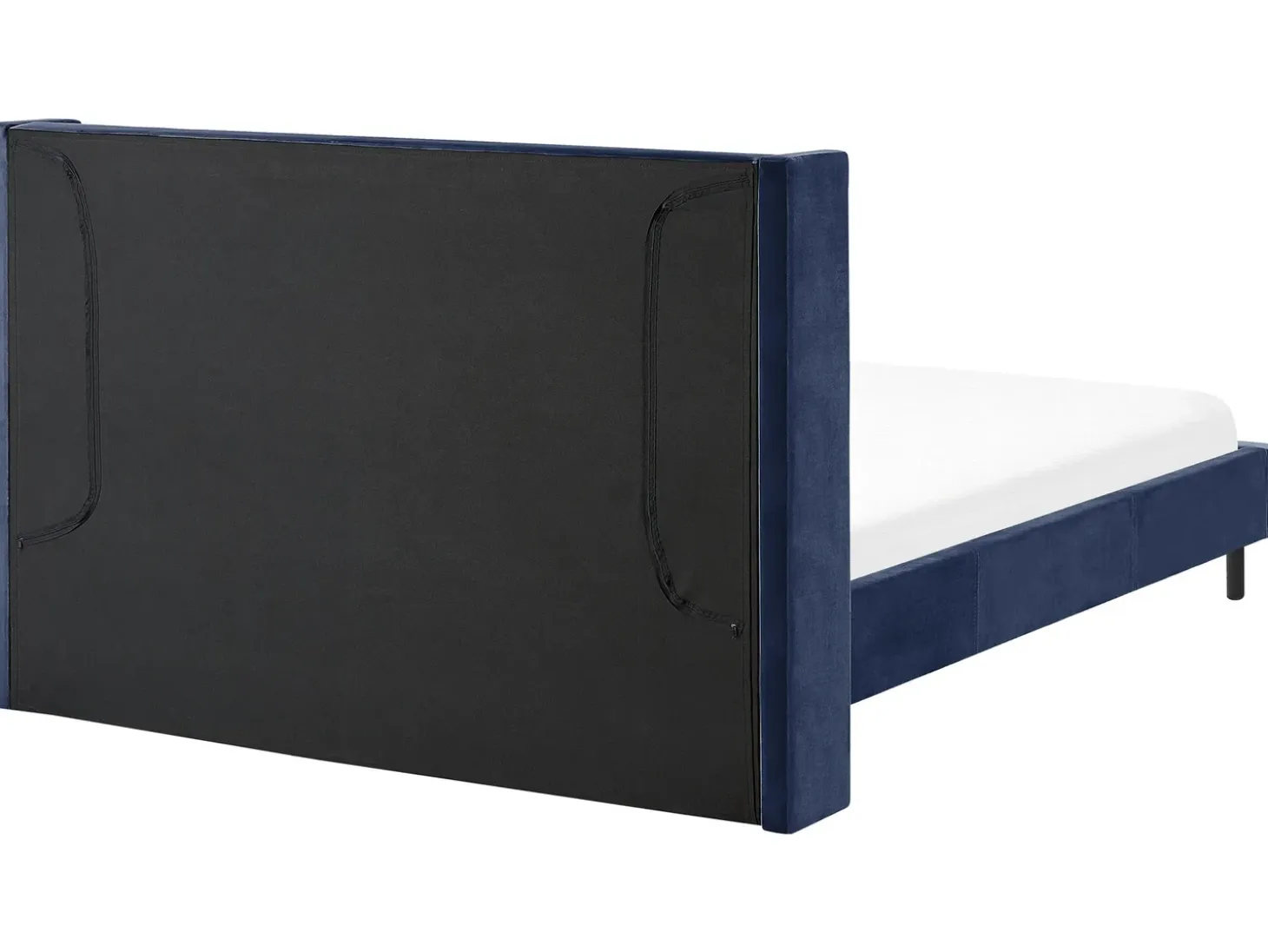 Discount Łóżko Welur VILLETTE 160 x 200 cm Granatowy Łóżka Tapicerowane|Łóżka Podwójne