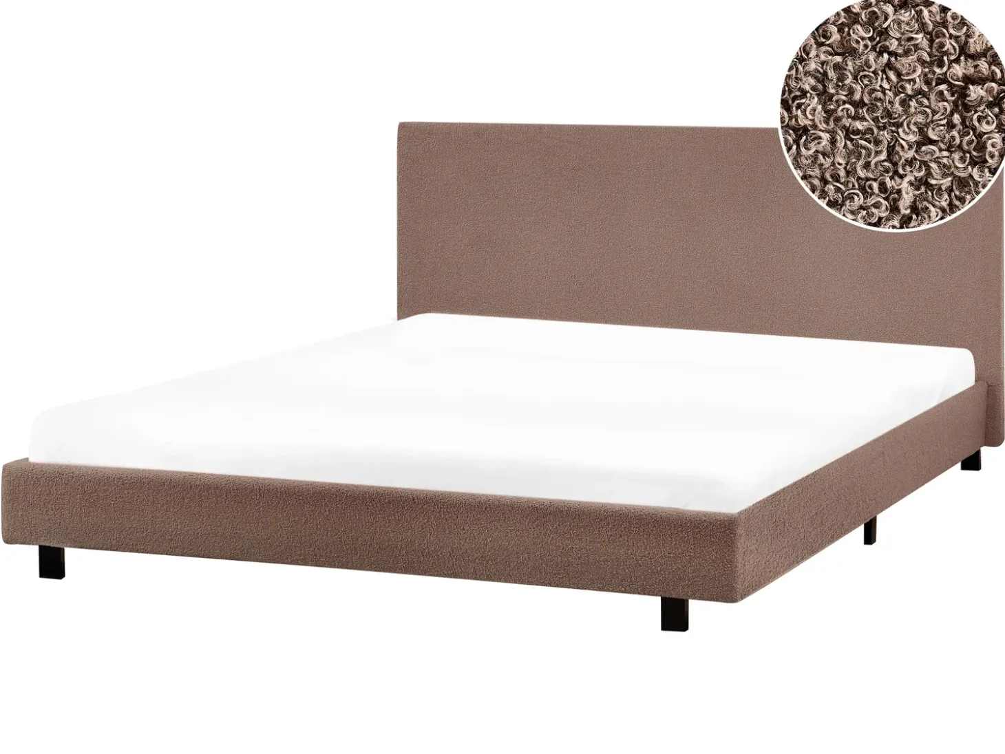 Discount Boucle ALBI 180 x 200 cm Brązowy Łóżka Wodne|Łóżka Podwójne