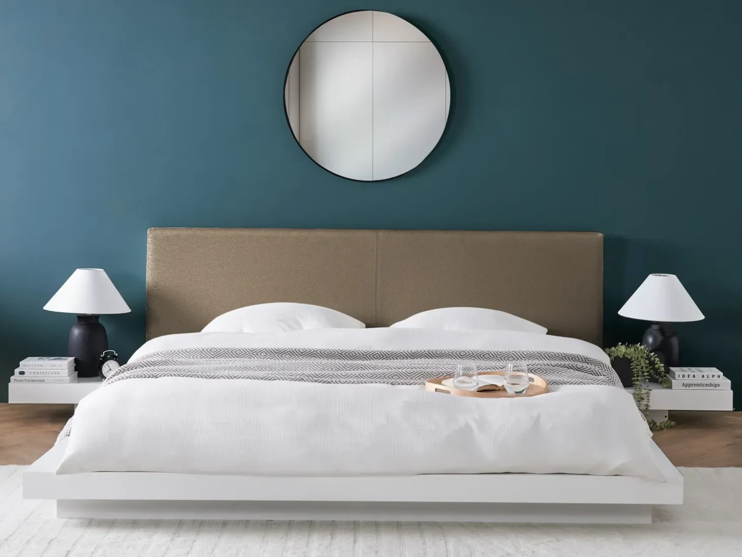Clearance Boucle ZEN 180 x 200 cm Biały Łóżka Wodne|Łóżka Podwójne