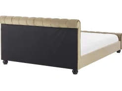 Outlet Welur AVALLON 180 x 200 cm Beżowy Łóżka Wodne|Łóżka Podwójne