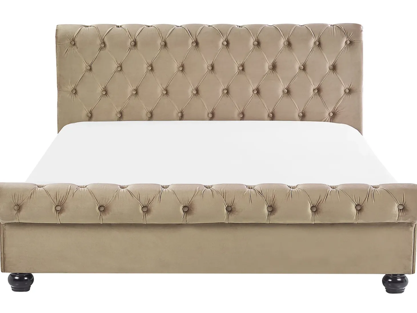 Outlet Welur AVALLON 180 x 200 cm Beżowy Łóżka Wodne|Łóżka Podwójne