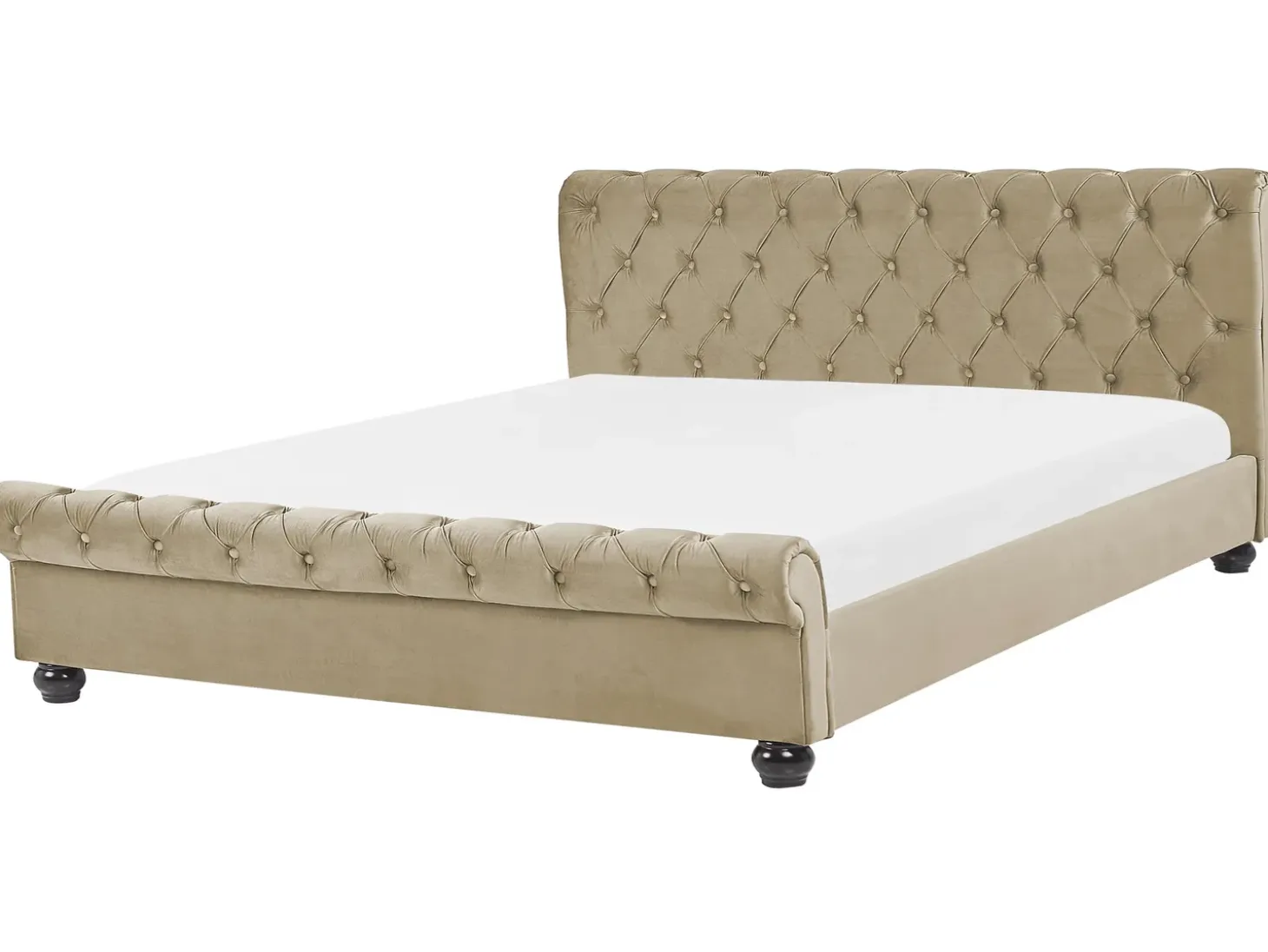 Outlet Welur AVALLON 180 x 200 cm Beżowy Łóżka Wodne|Łóżka Podwójne