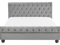 Clearance Welur AVALLON 180 x 200 cm Szary Łóżka Wodne|Łóżka Podwójne
