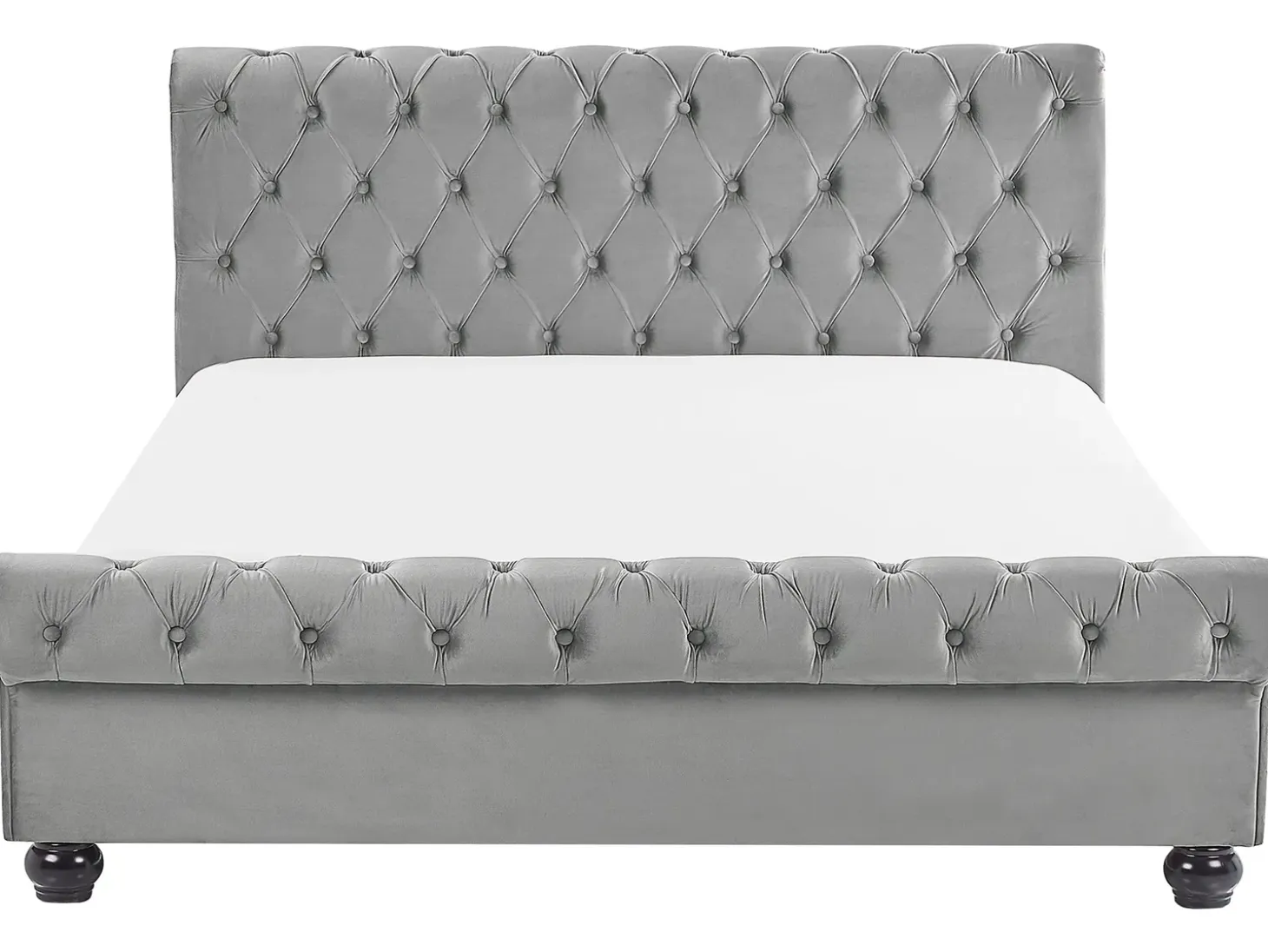 Clearance Welur AVALLON 180 x 200 cm Szary Łóżka Wodne|Łóżka Podwójne
