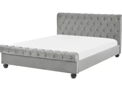 Clearance Welur AVALLON 180 x 200 cm Szary Łóżka Wodne|Łóżka Podwójne