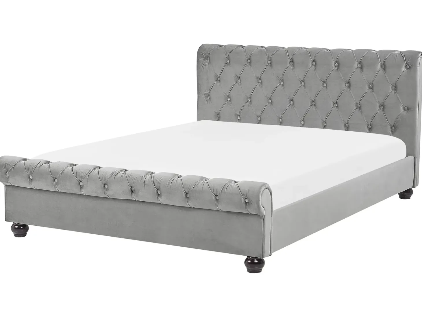 Clearance Welur AVALLON 180 x 200 cm Szary Łóżka Wodne|Łóżka Podwójne