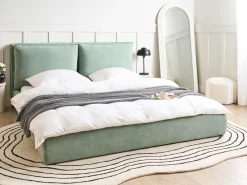 Discount Welur BAJONNA 180 x 200 cm Miętowy Łóżka Wodne|Łóżka Tapicerowane
