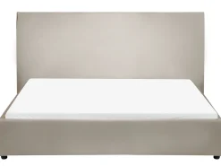 New Welur LAVAUR 160 x 200 cm Beżowoszary Łóżka Wodne|Łóżka Podwójne