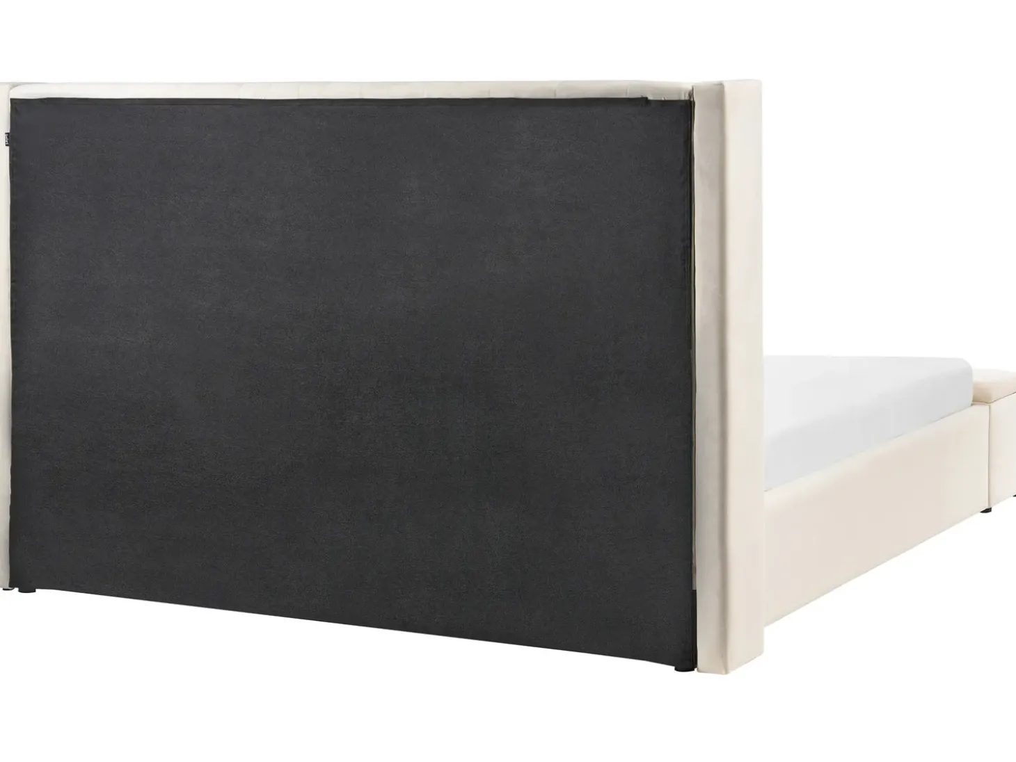 Outlet NOYERS Welur Złamana biel 180 x 200 cm Łóżka Z Pojemnikiem|Łóżka Wodne