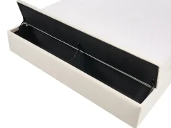 Outlet NOYERS Welur Złamana biel 180 x 200 cm Łóżka Z Pojemnikiem|Łóżka Wodne